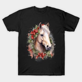 Christmas Watercolor Horse Equestrian Christmas T-Shirt